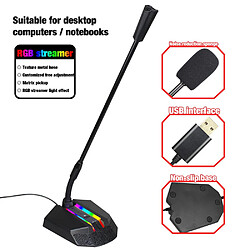 Universal Microphone USB pour PC, émetteur de lumière RGB à 360 degrés, carte son HD, réducteur de bruit, récepteur sans perte