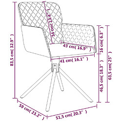 vidaXL Chaises pivotantes à manger lot de 2 Crème Velours pas cher