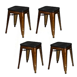 Urban Living Lot de 4 tabourets vintage Liv H46 cm - Métal doré Urban Living - Lot de 4 tabourets vintage Liv H46 cm - Métal doré - Industriel