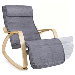 Helloshop26 Fauteuil à bascule rocking chair avec repose-pied réglable en 5 niveaux charge max 150 kg gris 12_0002789