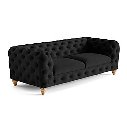 Lisa Design Walter - canapé 3 places chesterfield en velours - pieds bois