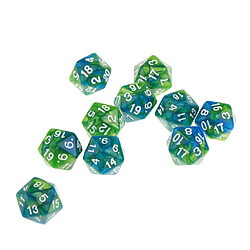 10 Pcs 20 Faces Dés D20 Polyédrique Dés Pour Donjons Et Dragons Jeux De Table Vert Violet