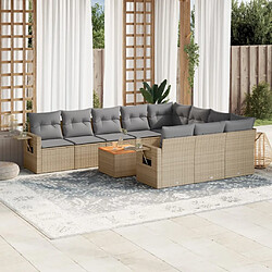 vidaXL Salon de jardin et coussins 11 pcs mélange beige résine tressée