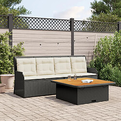 vidaXL Salon de jardin 3 pcs avec coussins noir résine tressée