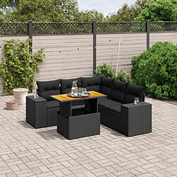 Maison Chic Ensemble Tables et chaises d'extérieur 6pcs avec coussins,Salon de jardin noir résine tressée -GKD905320