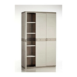 TITANIUM PLASTIKEN Armoire 3 portes avec etageres + penderie l105 x p44 x h176 cm Beige et Taupe Gamme TITANIUM Interieur/Exter