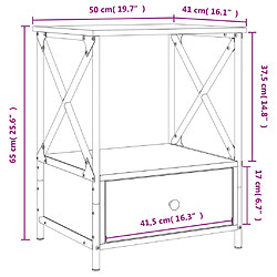 vidaXL Table de chevet noir 50x41x65 cm bois d’ingénierie pas cher