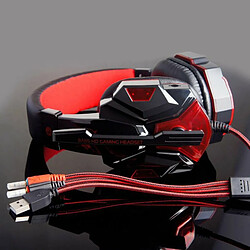 2.2M Pc780 Gaming Headsets Avec Light Mic Stereo Earphones Deep Bass Pour Pc Computer Gamer Laptop Noir Lueur Rouge