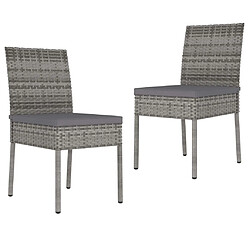 vidaXL Chaises à manger de jardin lot de 2 Résine tressée Gris