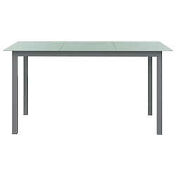 vidaXL Table de jardin Gris clair 150x90x74 cm Aluminium et verre