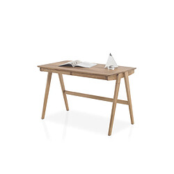 Pegane Bureau avec 2 tiroirs en chêne massif - L120 x H76 x P65 cm 