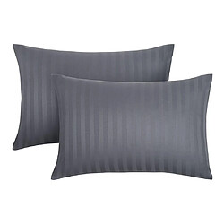 Vente-Unique Lot de 2 taies d'oreiller en satin 92 fils/cm² - 50 x 70 cm - Gris -ABILY de PALACIO 