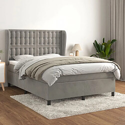 Maison Chic Lit Adulte - Lit simple Lit à sommier tapissier et matelas moelleux - Meuble de Chambre - Gris clair 140x190cm Velours -MN84519