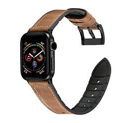 Wewoo Bracelet de montre en acier inoxydable TPU + Texture pour Crazy Horse Apple Watch séries 5 et 4 40 mm / 3 et 2 et 1 38 mm brun