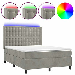 Sommier à lattes,Cadre à lattes de lit pour Adulte matelas et LED Gris clair 140x190 cm -MN82453