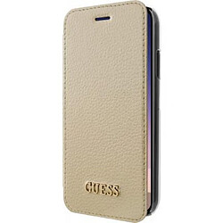 Guess Maroquinerie Guess Étui pour iPhone X / XS Folio Élégant avec Porte-cartes Dorée 