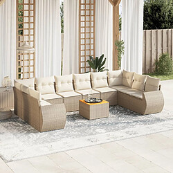 vidaXL Salon de jardin 11 pcs avec coussins beige résine tressée 