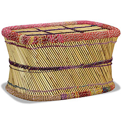 Avis vidaXL Table basse Bambou avec Détails Chindi Multicolore