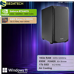 Sedatech PC Gamer Silent Silent • AMD Ryzen 9 5900X • RTX4070 • 16Go RAM • 1To SSD M.2 • Windows 11