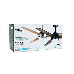 Acheter Ventilateur Plafond Kekai Siroco Plata DC 132x40cm 55W Argent avec Pales en Bois, Lumière Réglable, Minuterie, Application Smart