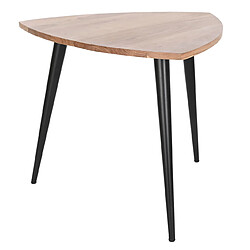 Pegane Table basse, table de salon en bois d'acacia coloris naturel et métal noir - longueur 90 x profondeur 90 x Hauteur 76 cm