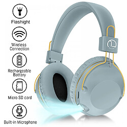 General Casque Bluetooth sur l'oreille, casque stéréo pliable léger sans fil et filaire avec micro, contrôle du volume, casque Bluetooth 5.3 pour voyage/tablette/PC(bleu)