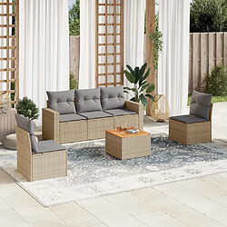 vidaXL Salon de jardin avec coussins 6 pcs beige résine tressée 