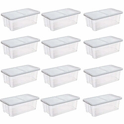 SONGMICS Lot de 12 boîtes à Chaussures Transparente avec Couvervcle Boîte de Rangement pour Chaussures, Outils de Couture Petite boîte LSP12WT