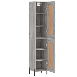 Avis vidaXL Buffet haut Sonoma gris 34,5x34x180 cm Bois d'ingénierie