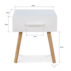 Homestyle4U Table de nuit Tiroir blanc en pin