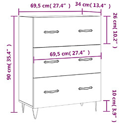 vidaXL Buffet chêne marron 69,5x34x90 cm bois d'ingénierie pas cher