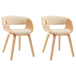 Maison Chic Lot de 2 Chaises à manger,Chaise pour cuisine,Solide Structure crème bois courbé et similicuir -MN40639