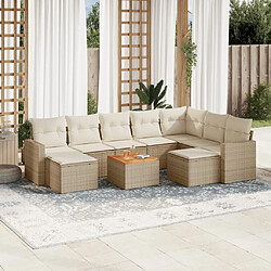 Maison Chic Salon de jardin avec coussins 10 pcs, Ensemble Tables et chaises de jardin, beige résine tressée -GKD663455