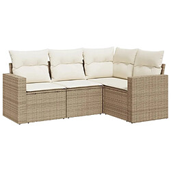 Maison Chic Salon de jardin avec coussins 4 pcs | Ensemble de Table et chaises | Mobilier d'Extérieur beige résine tressée -GKD55598