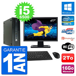 PC HP 600 G2 SFF Ecran 27" Intel i5-6500 RAM 16Go Disque Dur 2To Windows 10 Wifi - Occasion