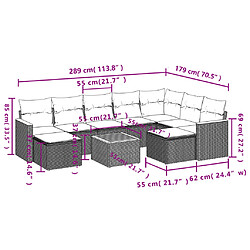 Acheter vidaXL Salon de jardin avec coussins 10 pcs gris résine tressée