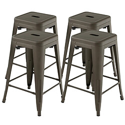 Helloshop26 Lot de 4 tabourets de bar 61 cm tabourets en métal à hauteur de bar coussinets en caoutchouc sans dossier pour cuisine salle à manger pub 20_0005244 