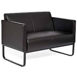 Canapé lounge BALI BLACK châssis noir simili cuir lisse 2 places noir hjh OFFICE