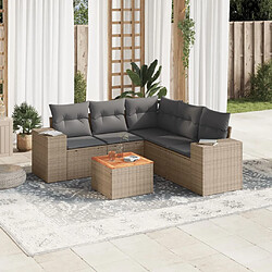 vidaXL Salon de jardin avec coussins 6 pcs beige résine tressée 