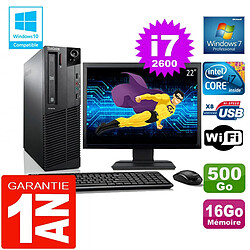 PC Lenovo M92p SFF Core I7-2600 Ram 16Go Disque 500 Go Wifi W7 Ecran 22" · Occasion 