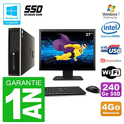 PC HP Compaq 8100 SFF Ecran 27" G6950 RAM 4Go SSD 240Go Graveur DVD Wifi W7 · Occasion 