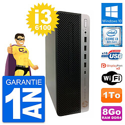 PC HP ProDesk 600 G3 SFF Intel i3-6100 RAM 8Go Disque Dur 1To Windows 10 Wifi · Occasion 