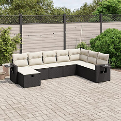 Maison Chic Ensemble Tables et chaises d'extérieur 8 pcs avec coussins,Salon de jardin noir résine tressée -GKD972625