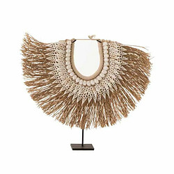 Paris Prix Statue Déco en Bois Collier Dora 35cm Naturel & Blanc 