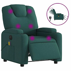 Maison Chic Fauteuil Relax pour salon, Fauteuil de massage inclinable électrique Vert foncé Tissu -GKD68856