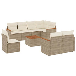 Maison Chic Salon de jardin avec coussins 9 pcs | Ensemble de Table et chaises | Mobilier d'Extérieur beige résine tressée -GKD74940