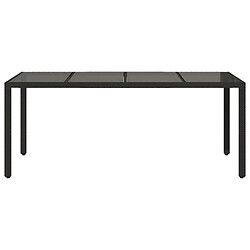 Avis vidaXL Table de jardin dessus en verre Noir 190x90x75cm Résine tressée