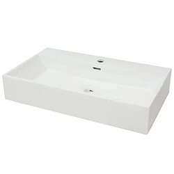 vidaXL Vasque avec trou de robinet en céramique Blanc 76x42,5x14,5 cm