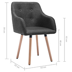 vidaXL Chaises à manger lot de 2 gris foncé tissu pas cher