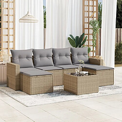 vidaXL Salon de jardin avec coussins 7 pcs beige résine tressée 